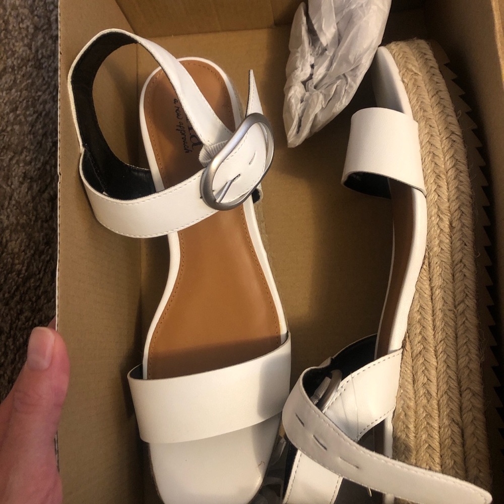 jcpenney White Espadrille Platform Sandals with Ankle Buckle